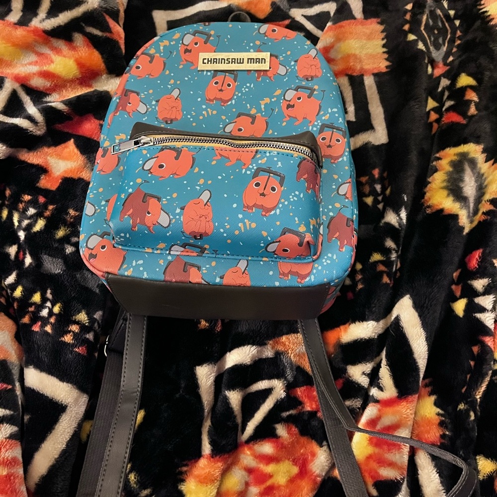 H&M Kids Backpack - Blue and Black with Cartoon Print